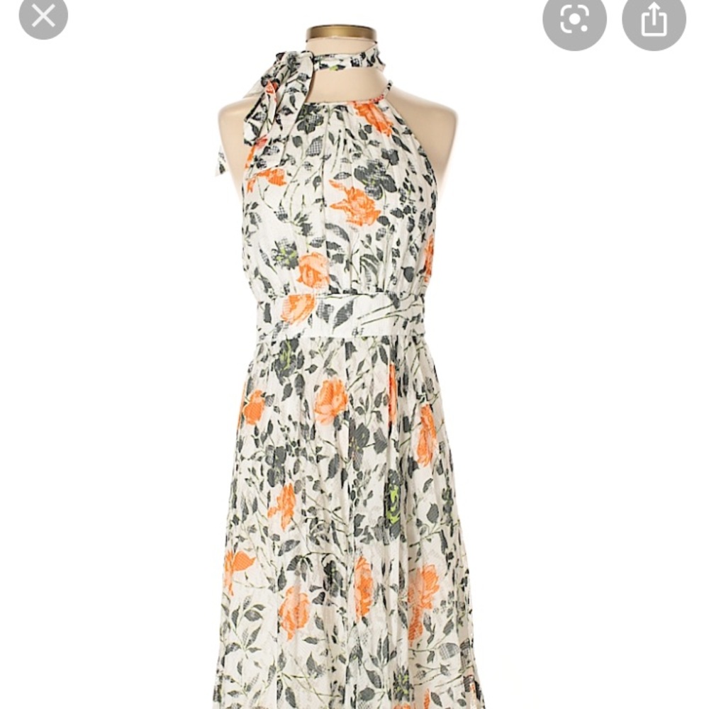 Club Monaco Dark Green and Orange Floral Dress
